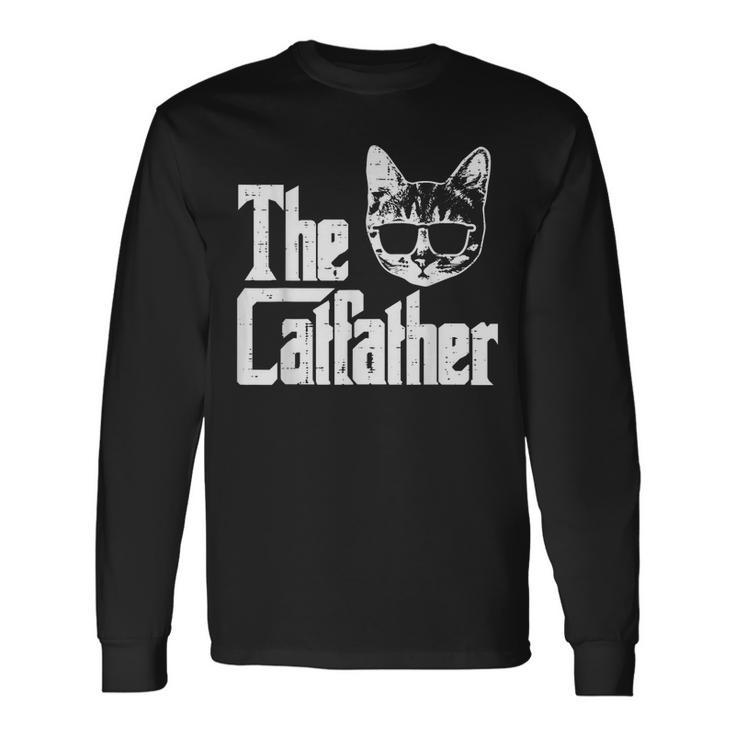 The Catfather Cat Dad Fathers Day Movie Pun Papa Long Sleeve T-Shirt T-Shirt Gifts ideas