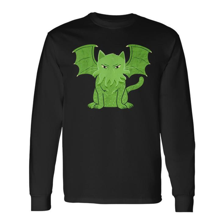 Cathulhu Cute & Scary Monster Cat Graphic Long Sleeve T-Shirt T-Shirt