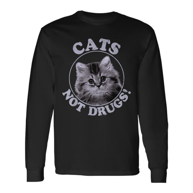 Cats Not Drugs Munchkin British Longhair Long Sleeve T-Shirt