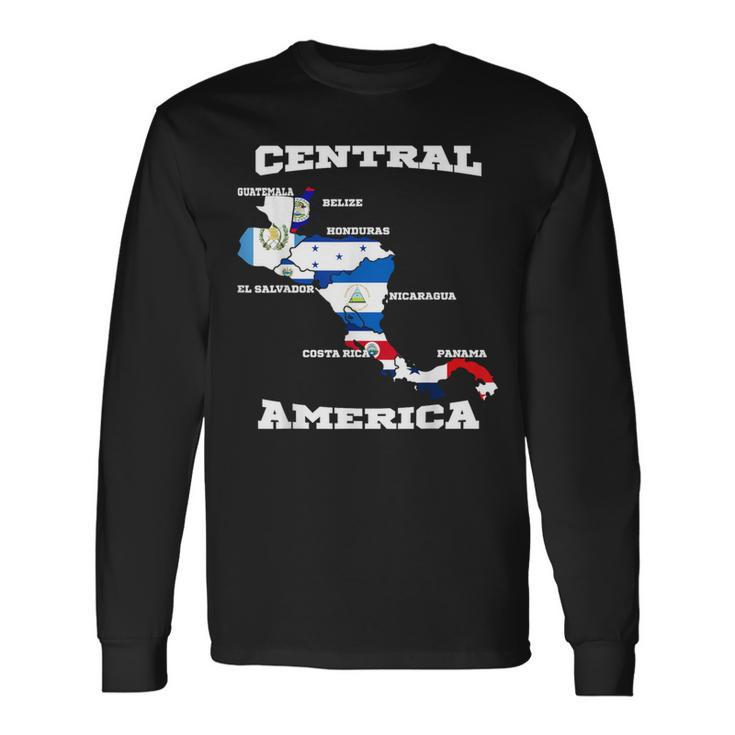 Central American Flags Central America Flags And Names Long Sleeve T-Shirt