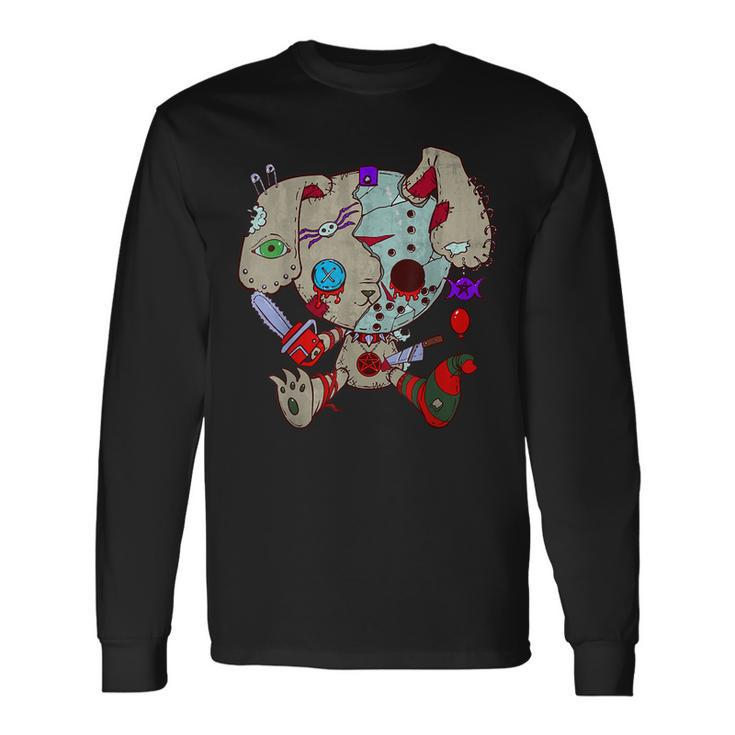 Chainsaw Goth Bunny Zombie Alt Punk Grunge Clothing Voodoo Goth Long Sleeve T-Shirt