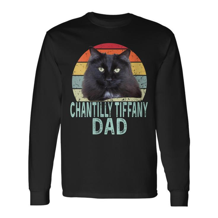 Chantilly-Tiffany Cat Dad Retro Vintage Cats Heartbeat Long Sleeve T-Shirt