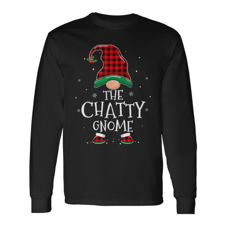 The Chatty Gnome Xmas Family Matching Plaid Christmas Gnomes Long Sleeve T-Shirt