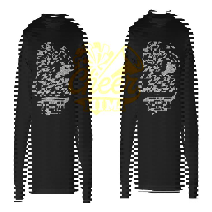 Cheer Mimi Biggest Fan Cheerleader Black Yellow Gold Pom Pom Long Sleeve