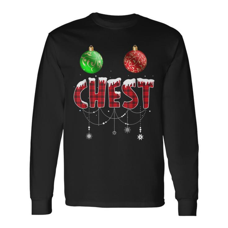 Chest Nuts Christmas Red Plaid Matching Couple Chestnuts Long Sleeve T-Shirt Gifts ideas