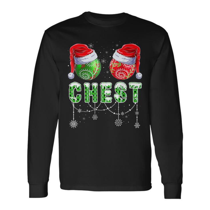 Funny Christmas Matching Long Sleeve Shirts - 'Chestnuts' Graphic Tee, Red & Green, Size XX-Large, Cotton