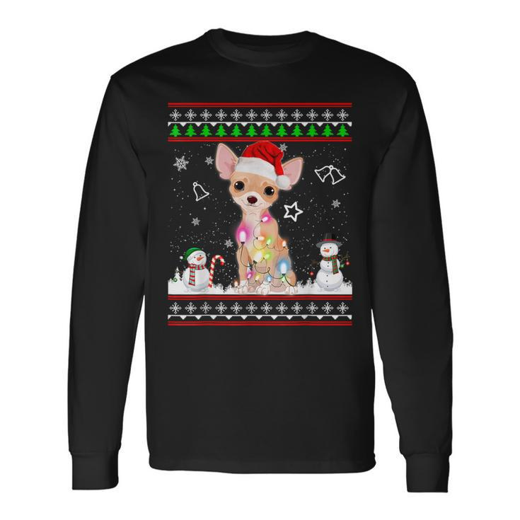 Chihuahua Christmas Dog Light Ugly Sweater Short Sleeve Long Sleeve T-Shirt