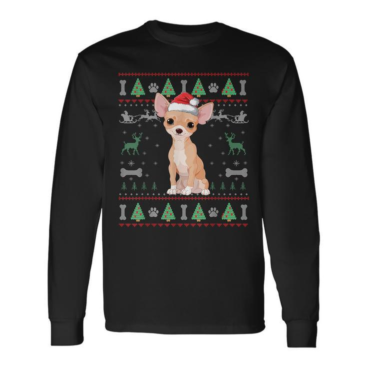 Chihuahua Ugly Christmas Sweater Santa Dog Lover Long Sleeve T-Shirt