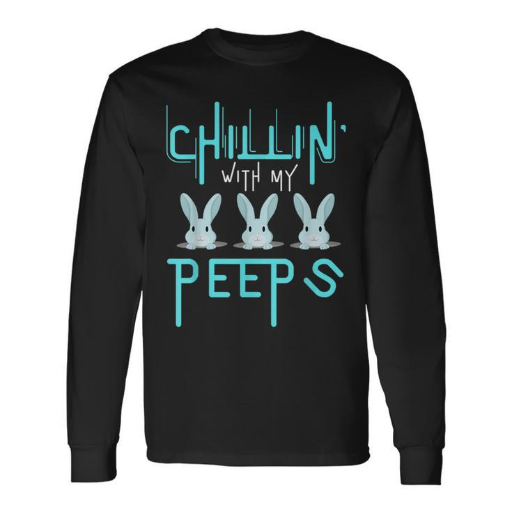 Chillin With My Peeps Boys Easter Bunny Long Sleeve T-Shirt