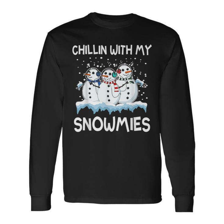 Chillin With My Snowmies Ugly Christmas Sweater Style Long Sleeve T-Shirt