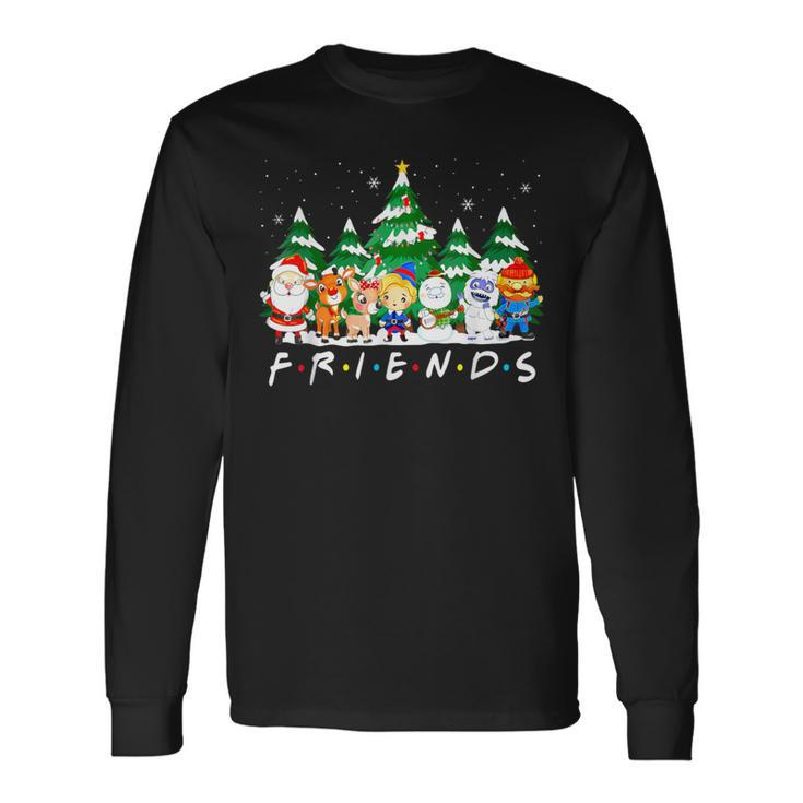 Christmas Friends Santa Rudolph Snowman Xmas Family Pajamas Long Sleeve T-Shirt
