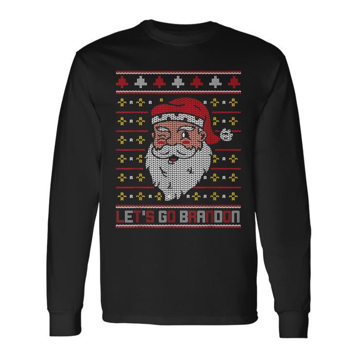 Christmas Let's Go Brandon Santa Claus Ugly Sweater Long Sleeve T-Shirt