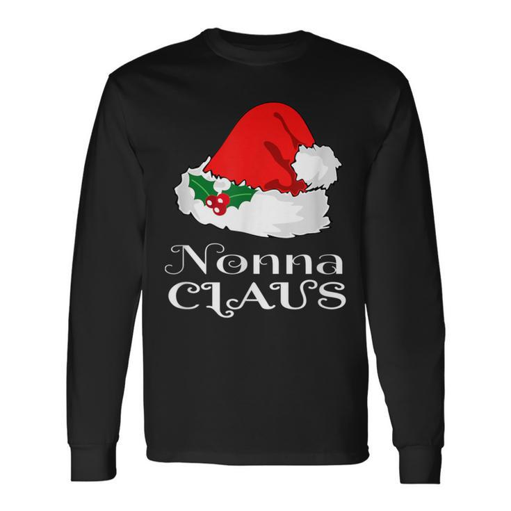 Christmas Nonna Claus Matching Pajama Santa Hat X-Mas Long Sleeve T-Shirt