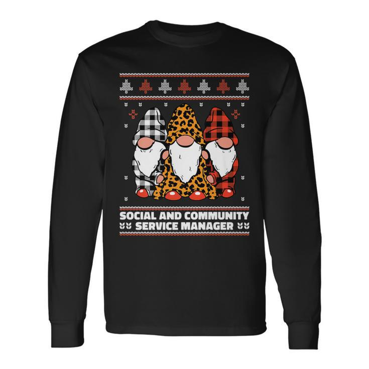 Christmas Santa Gnome Social And Community Service Manager Long Sleeve T-Shirt Gifts ideas