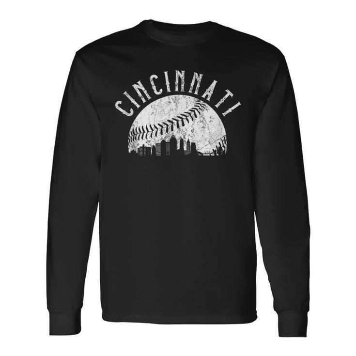 Cincinnati Baseball Vintage Baseball Fans Long Sleeve T-Shirt