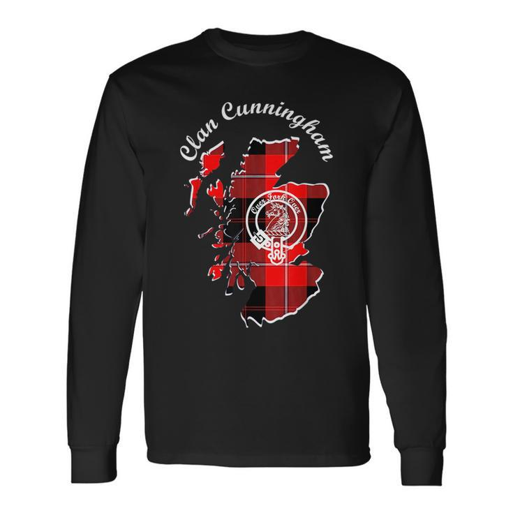 Clan Cunningham Surname Last Name Scottish Tartan Map Crest Last Name Long Sleeve T-Shirt T-Shirt