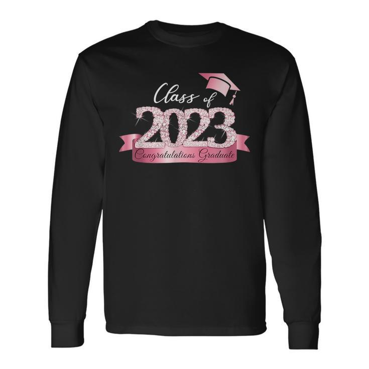 Class Of 2023 Congratulations Graduate Pink Black Outfit Long Sleeve T-Shirt T-Shirt