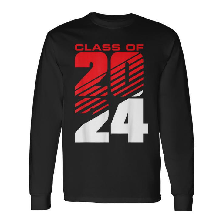 Class Of 2024 High School Senior Graduation Red Sports Style Long Sleeve