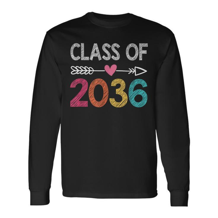Class Of 2036 Kindergarten Pre K Grow With Me Graduation Long Sleeve T-Shirt