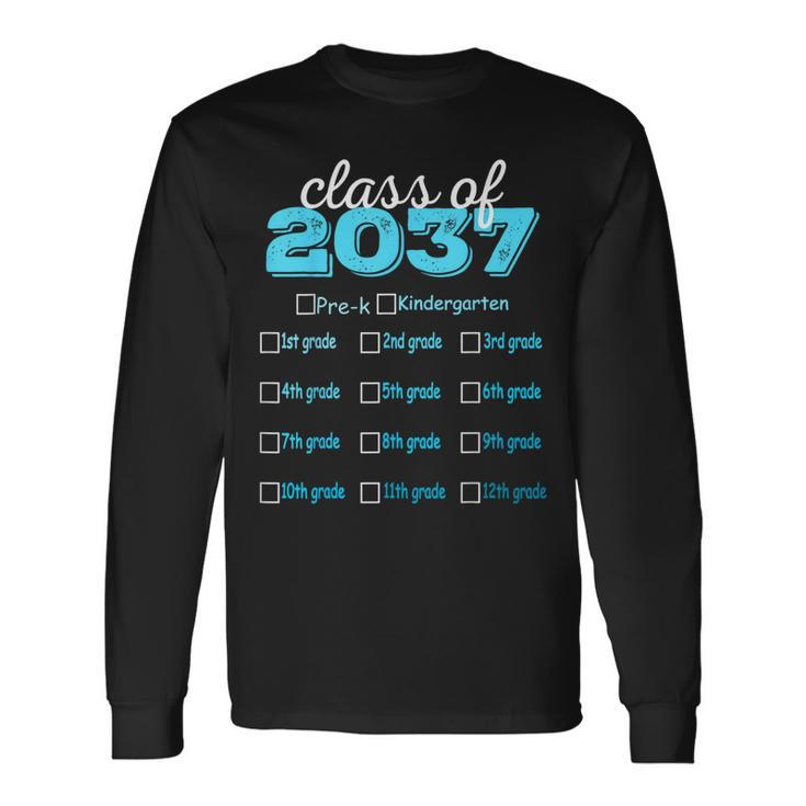 Class Of 2037 Grow With Me Hello Preschool First Day Prek Long Sleeve T-Shirt