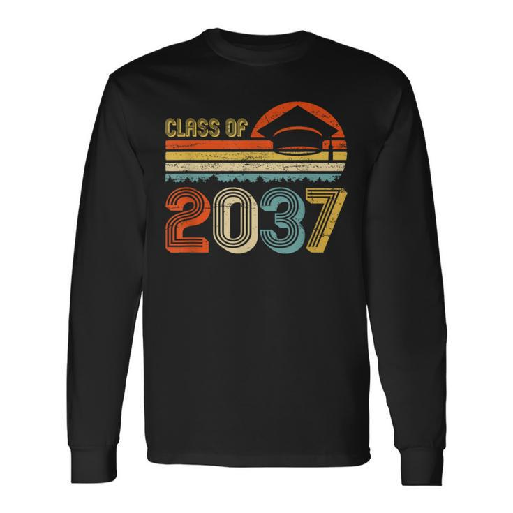 Class Of 2037 Grow With Me Pre-K Graduate Vintage Retro Long Sleeve T-Shirt