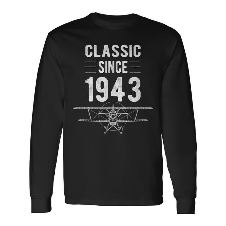 Classic 1943 Airplane Aircraft 80Th Birthday Men Long Sleeve T-Shirt