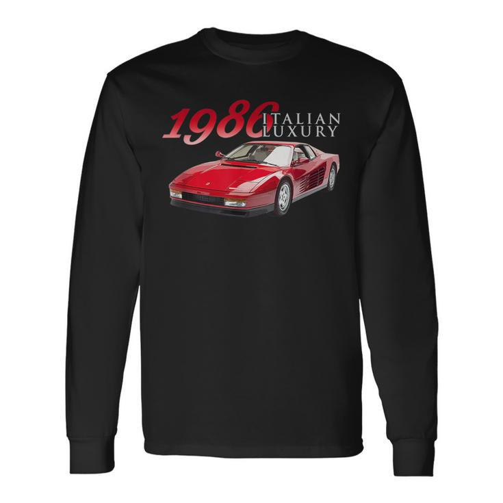 Classic Cars1986 Luxury Italian Sports Car Red Sports Car Long Sleeve T-Shirt T-Shirt