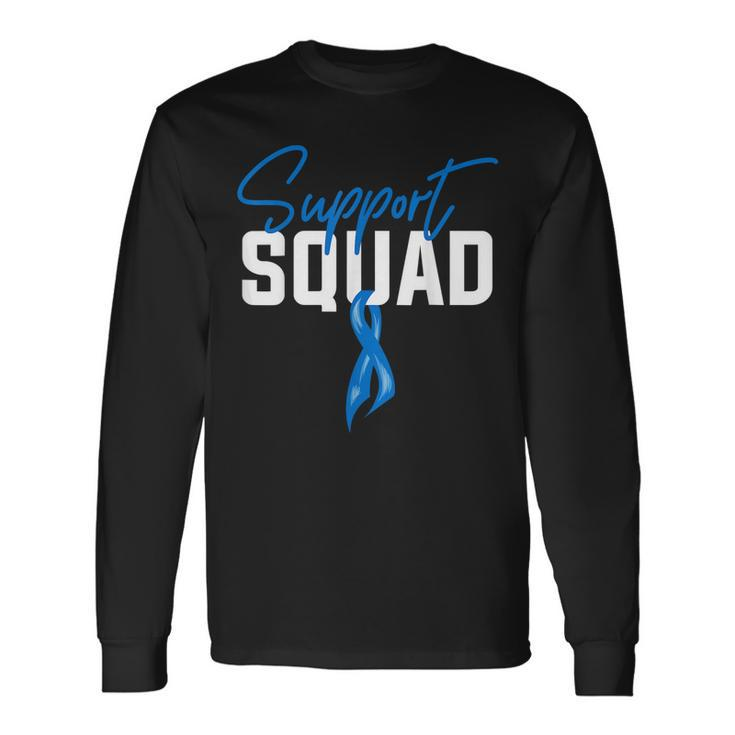 Colon Cancer Awareness Support Squad Blue Ribbon Long Sleeve T-Shirt T-Shirt