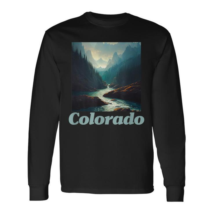 Colorado Mountain And Nature Graphic Long Sleeve T-Shirt