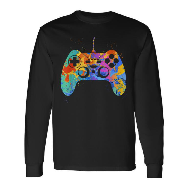Colorful Gamer Graphic Gaming Controller Graphic Long Sleeve Gifts ideas