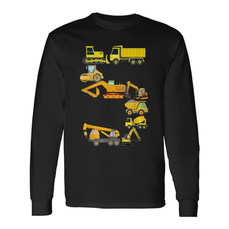 Construction Truck 5Th Birthday 5 Years Old Boys Long Sleeve T-Shirt