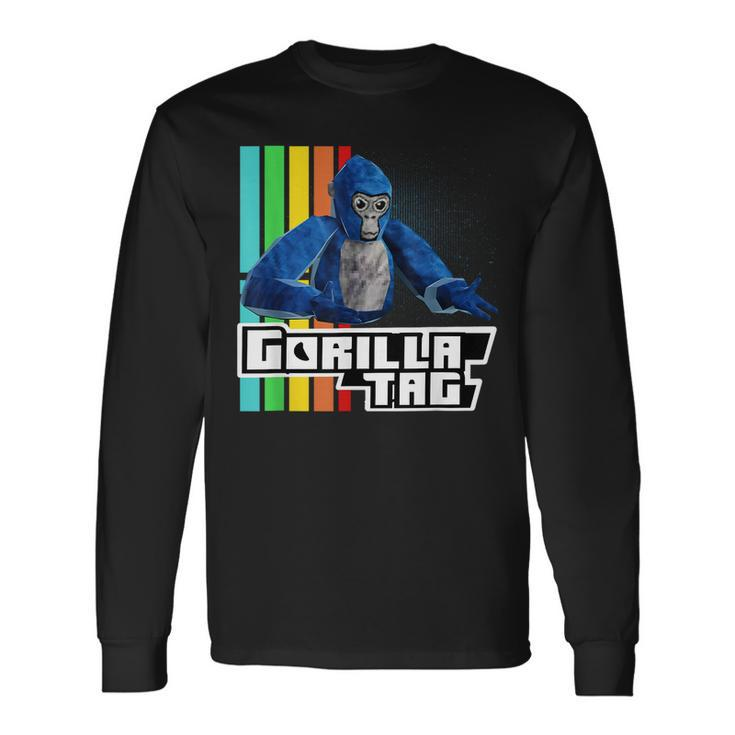 Cool Gorilla Tag Retro Gorilla Tag Monke Vr Gamer Long Sleeve T-Shirt