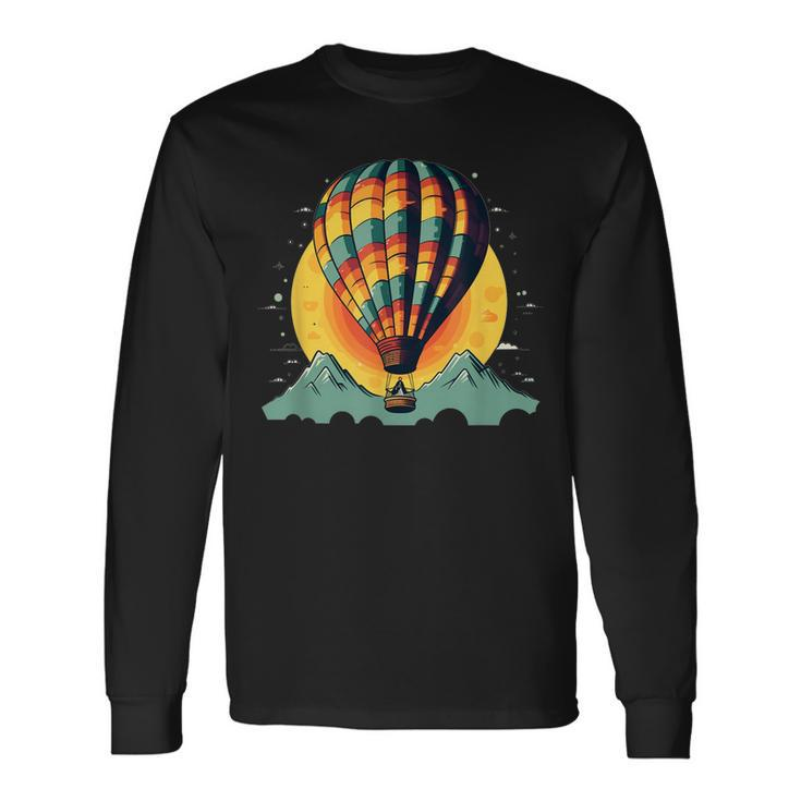 Cool Hot Air Balloon With Mountains Long Sleeve T-Shirt T-Shirt