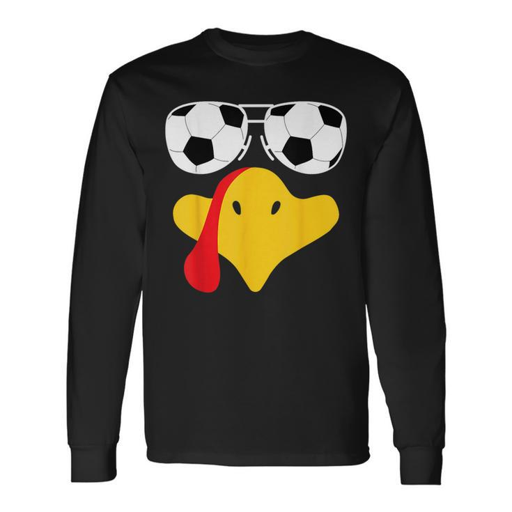 Cool Turkey Face With Soccer Sunglasses Thanksgiving Long Sleeve T-Shirt