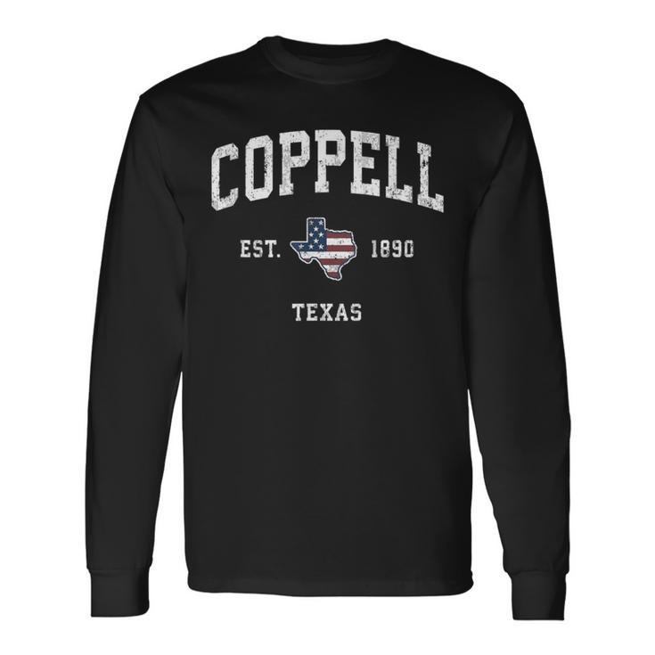 Coppell Texas Tx Vintage American Flag Sports Long Sleeve T-Shirt