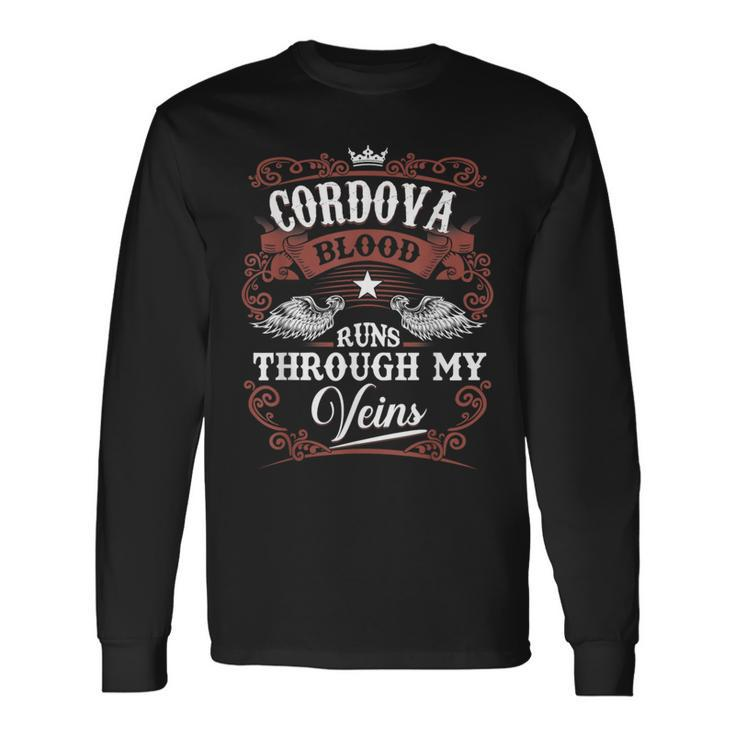 Cordova Blood Runs Through My Veins Family Name Vintage Long Sleeve T-Shirt