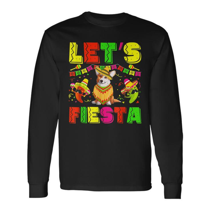 Corgi Dog Cinco De Mayo Costume Lets Fiesta Squad Long Sleeve T-Shirt T-Shirt