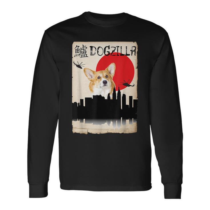 Corgi Dog Dogzilla Long Sleeve T-Shirt