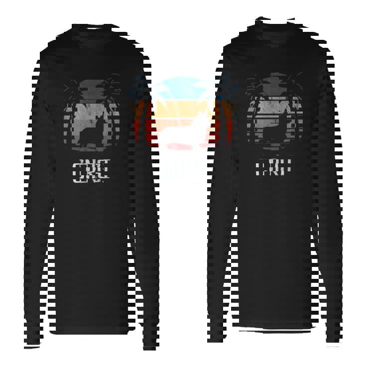 Corgi Dog Retro 70S 80S Beach Long Sleeve T-Shirt T-Shirt