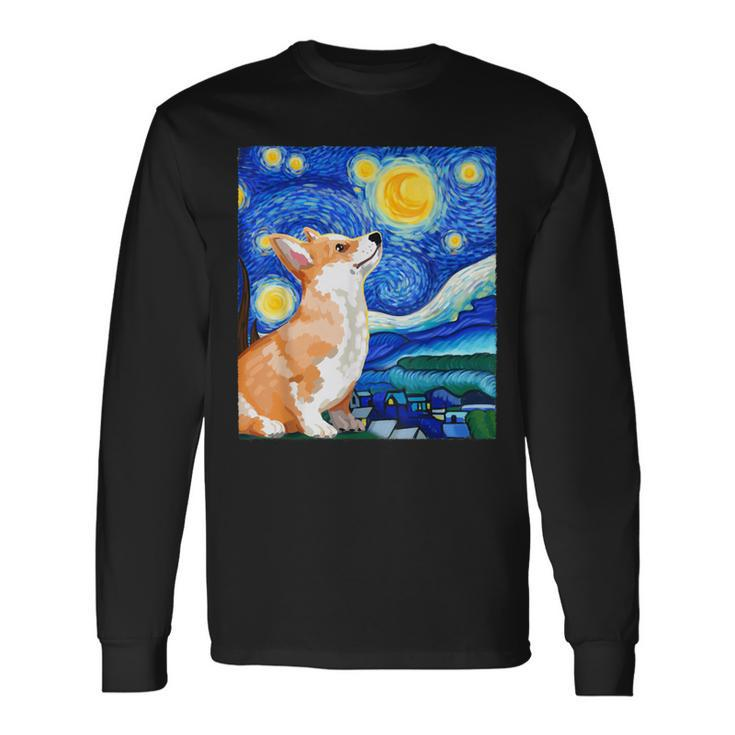 Corgi Starry Night Art Dog Art Corgi Owner Corgi Long Sleeve Gifts ideas