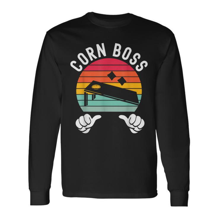 Corn Boss Bean Bag Player Cornhole Long Sleeve T-Shirt Gifts ideas