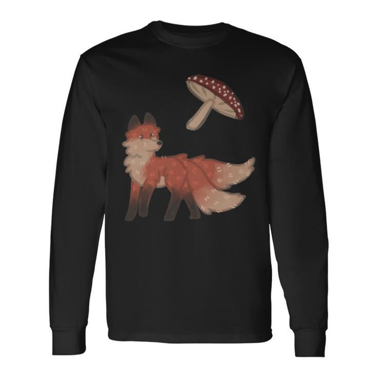 Cottagecore Fox Mushroom Aesthetic Mycology Goblincore Long Sleeve T-Shirt