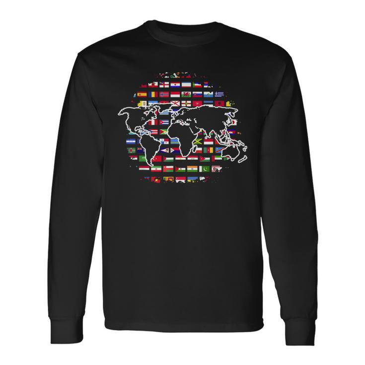 Country Flags World Map Traveling International World Flags Long Sleeve T-Shirt Gifts ideas