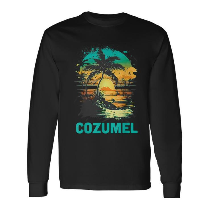 Cozumel Mexico Tropical Sunset Beach Souvenir Vacation Long Sleeve T-Shirt