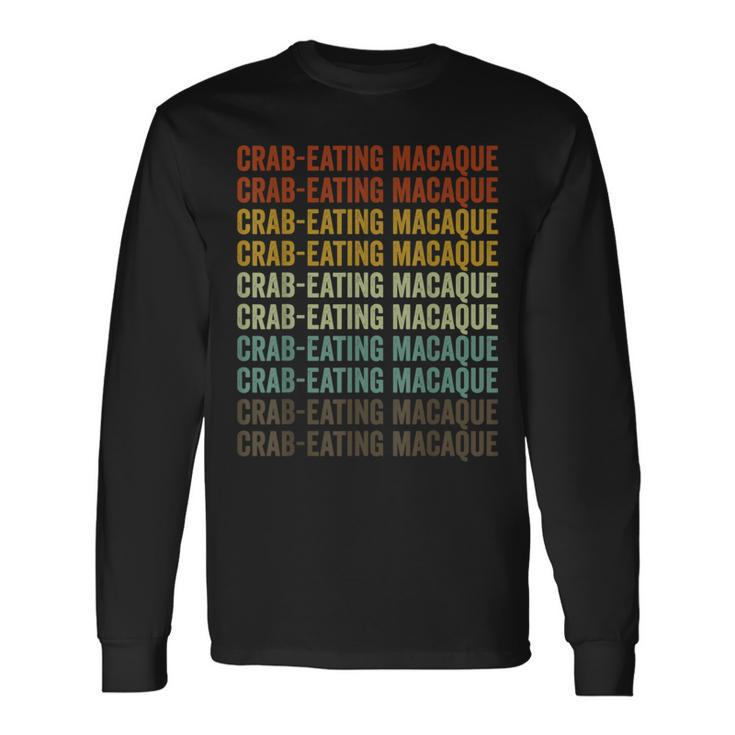 Crab-Eating Macaque Retro Long Sleeve T-Shirt