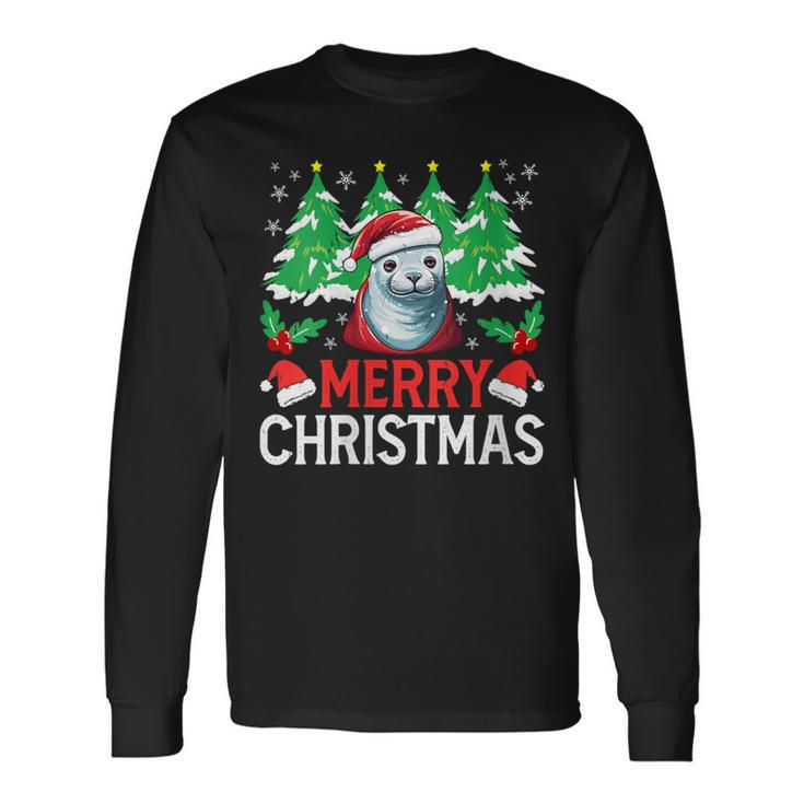 Crabeater Seal Christmas Pajama Costume For Xmas Holiday Long Sleeve T-Shirt