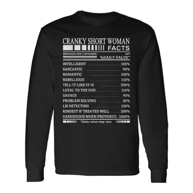 Cranky Short Woman Facts Servings Per Container Long Sleeve T-Shirt