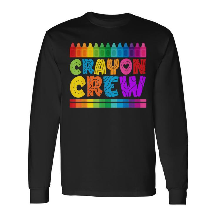 Crayon Crew Coloring Artistic Drawing Color Long Sleeve T-Shirt