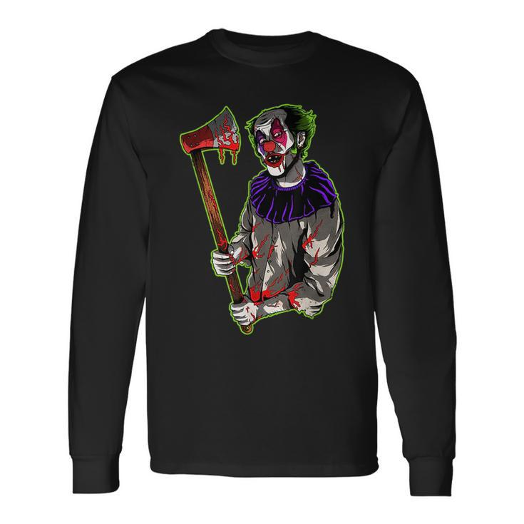 Crazy Evil Killer Clown Horror Scary Holloween Costume Long Sleeve T-Shirt T-Shirt