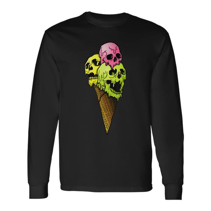 Creepy Skulls Icecream Horror Colorful Halloween Halloween Long Sleeve T-Shirt Gifts ideas